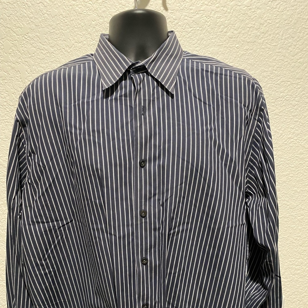 Perry Ellis Navy and white stripe dress shirt